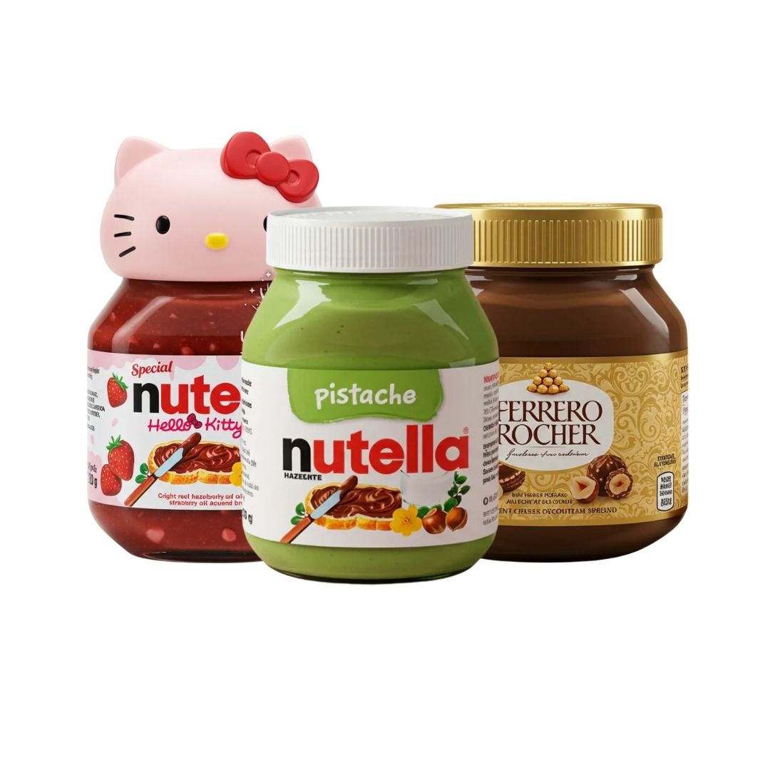 Combo 3 Nutella Temáticas (Hello Kitty, Ferrero Rocher e Pistache) – 3x350g