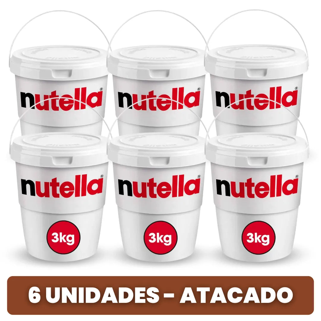 Caixa 6 Baldes Nutella 3kg (18kg Total) ATACADO