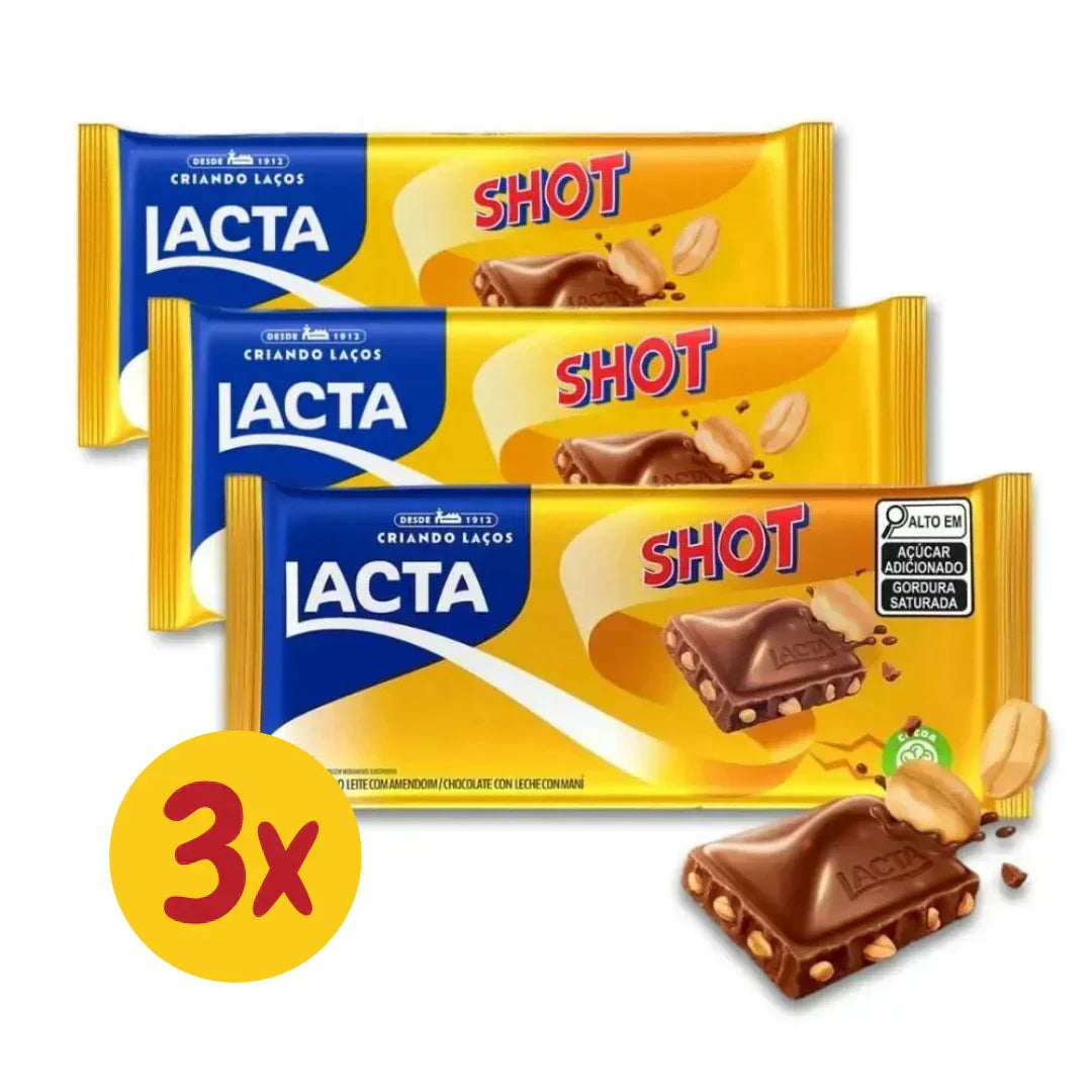 Kit 3 Barras Chocolate Shot Com Amendoim Lacta – 3x80G