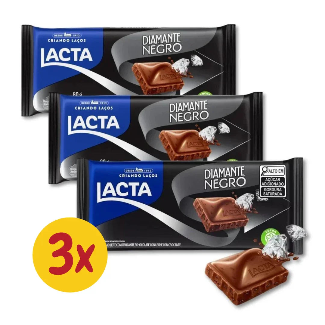 Kit 3 Barras Chocolate Diamante Negro Lacta – 3x80G