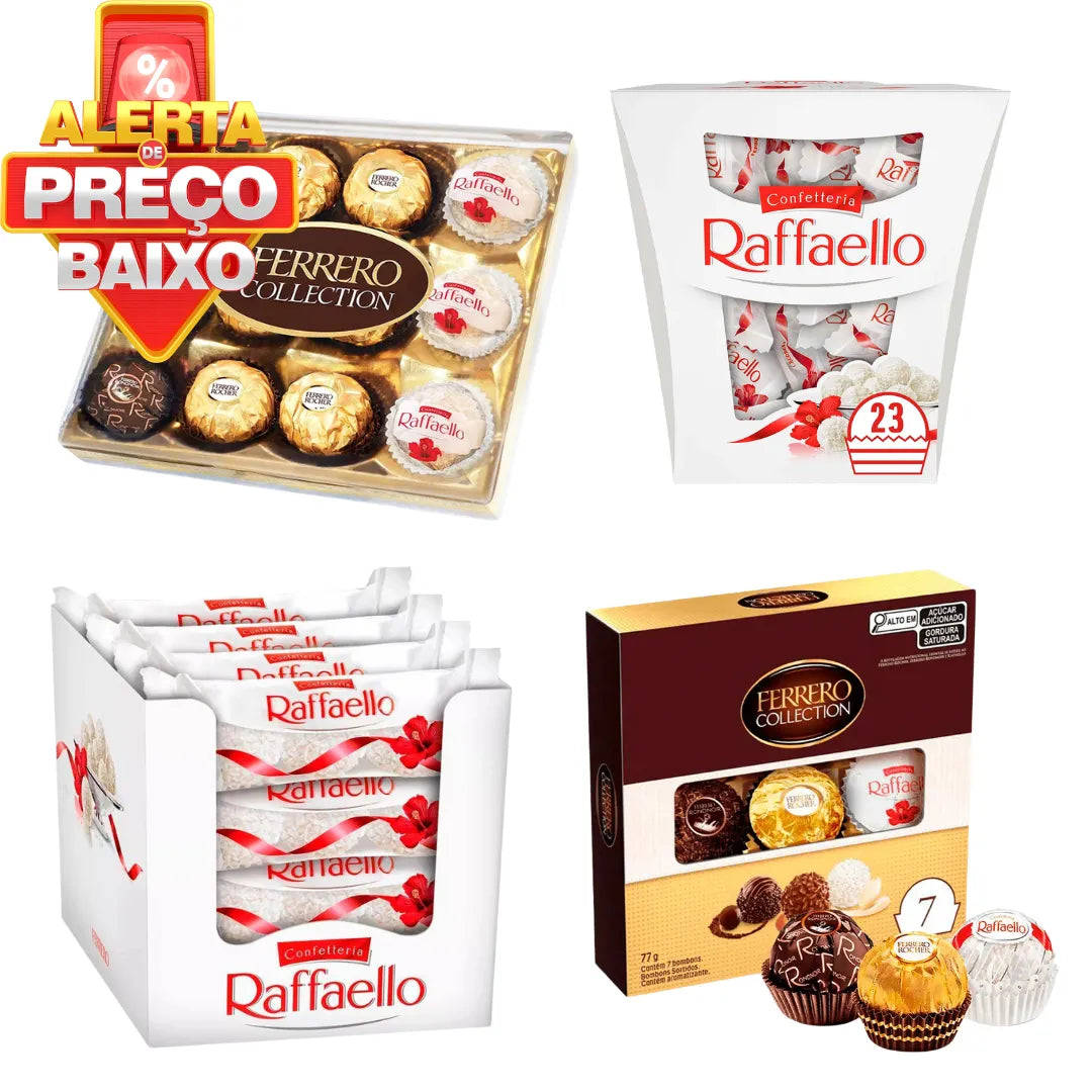 Kit Festa Ferrero: 4 Caixas Raffaello + 2 Ferrero Collection – Luxo em Grande Estilo!