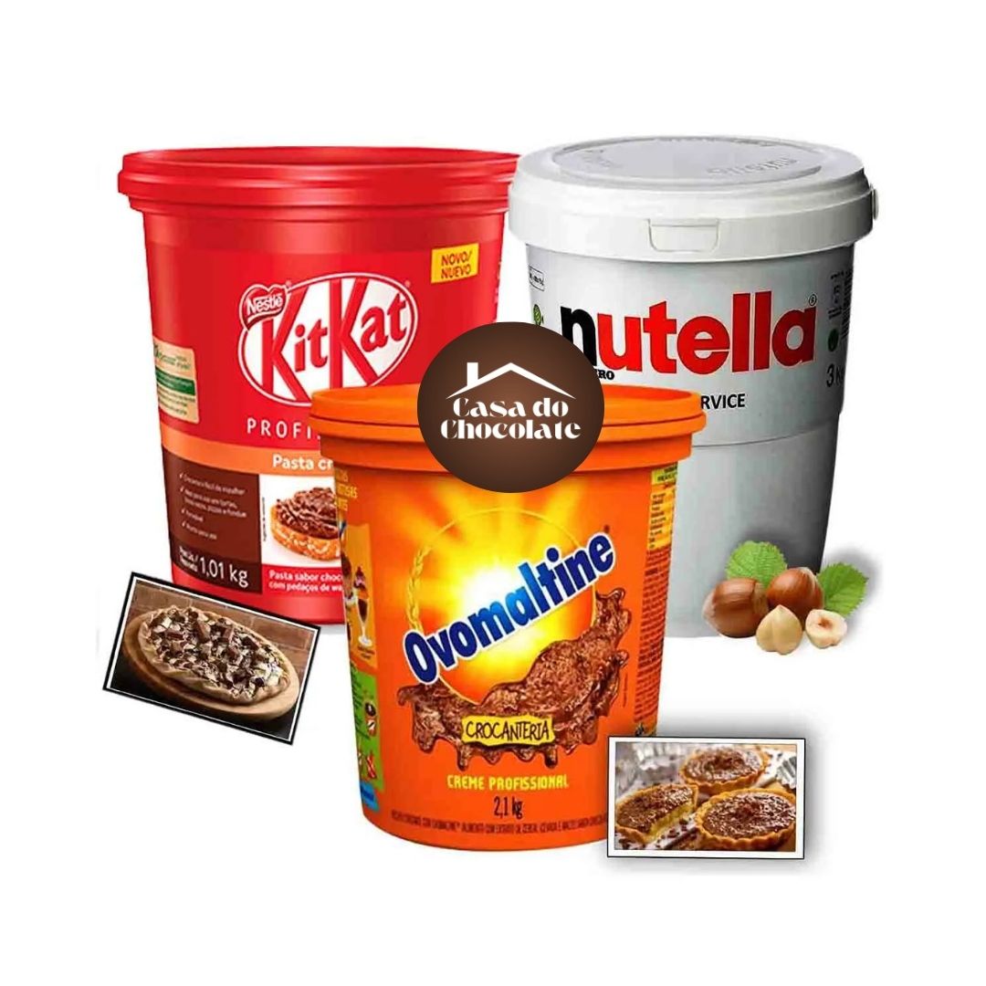 Kit Baldes 1x Nutella + 1x KitKat + 1x Ovomaltine - 3kg cada