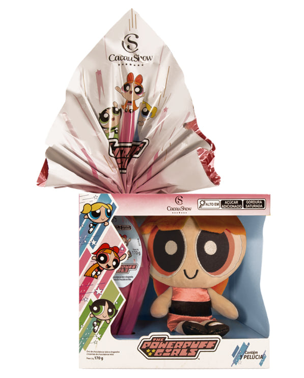 KIT Completo 3 Ovos de Páscoa ao Leite Meninas Superpoderosas Pelúcia 170g