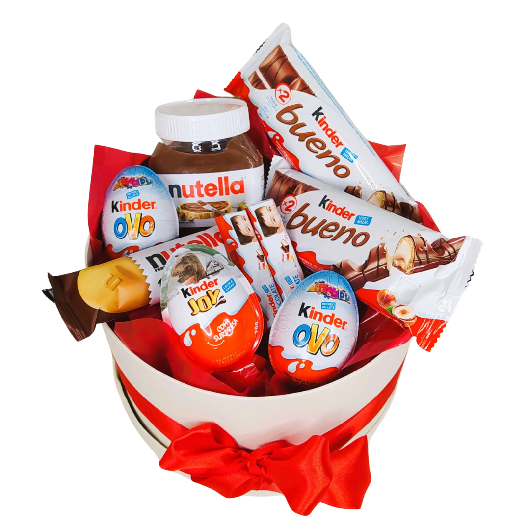 Cesta De Luxo Redonda –  Kinder & Nutella