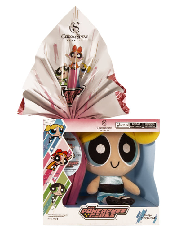 KIT Completo 3 Ovos de Páscoa ao Leite Meninas Superpoderosas Pelúcia 170g